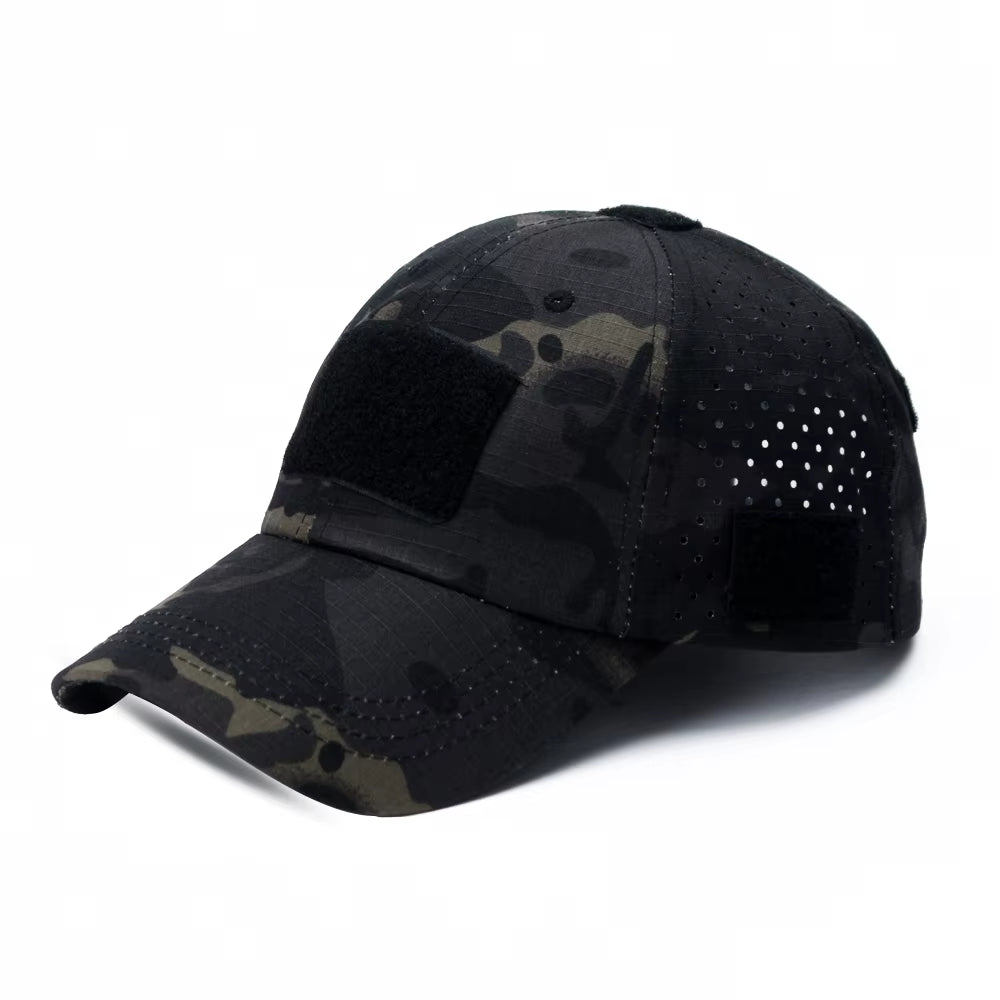 Camo Tactical Cap – Velcro Front Patch & Sunglass Slot