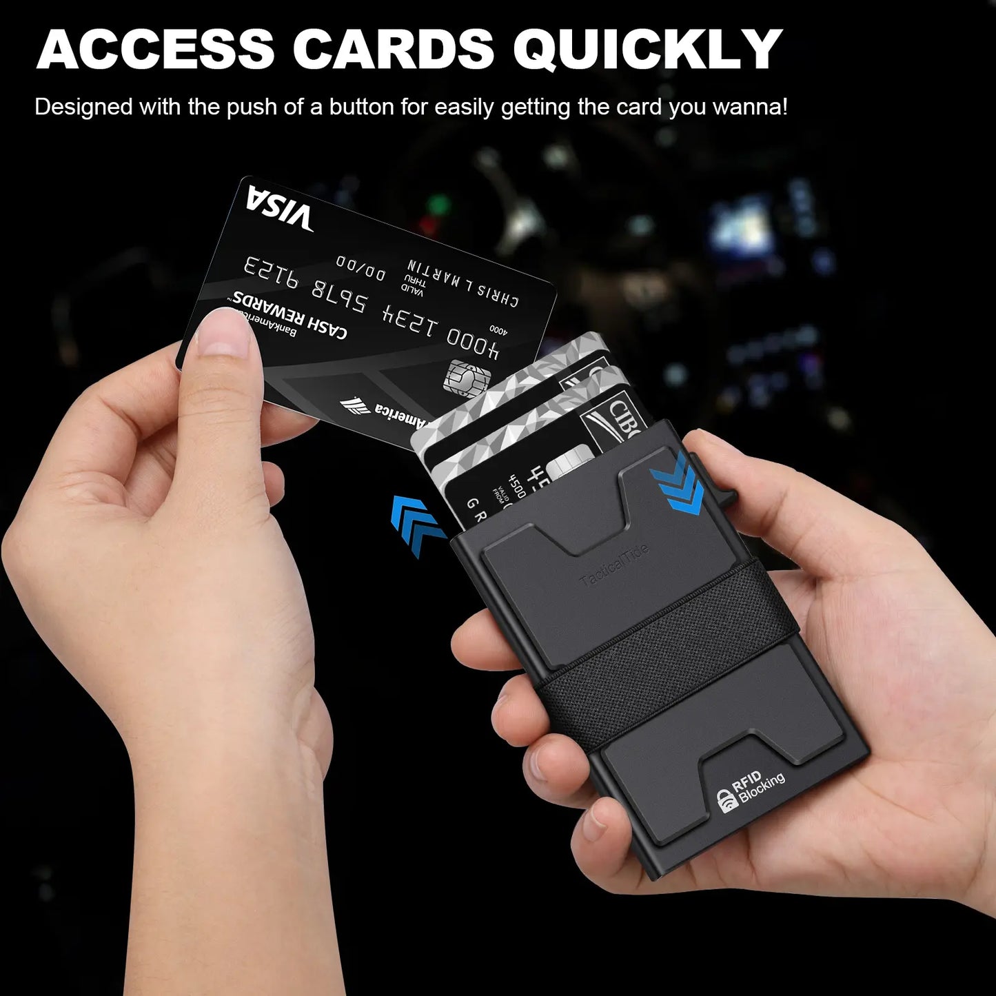 Slim Aluminum RFID Wallet – Expandable Pop‑Up Card Holder