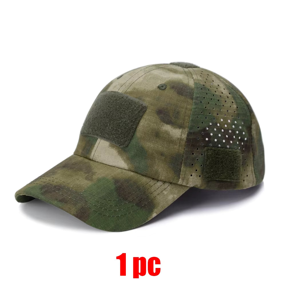 Camo Tactical Cap – Velcro Front Patch & Sunglass Slot
