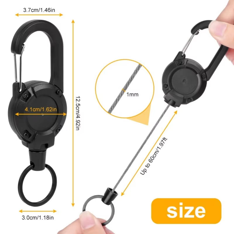 2/4/8Pcs Outdoor Retractable Keychain Heavy Duty Carabiner Badge Holder Retractable ID Badge Clip Reel Key Chain for Fishing