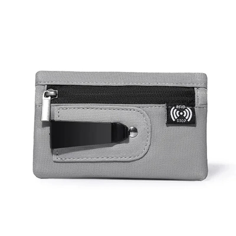 Tactical RFID Nylon Wallet – Slim EDC Card & Coin Case with Zipper + Carabiner