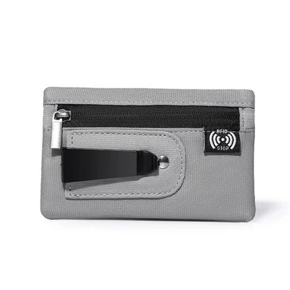 Tactical RFID Nylon Wallet – Slim EDC Card & Coin Case with Zipper + Carabiner