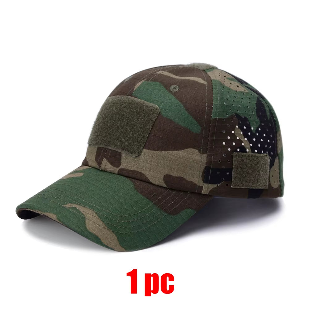 Camo Tactical Cap – Velcro Front Patch & Sunglass Slot