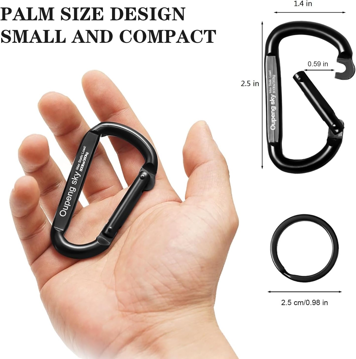 Heavy‑Duty Carabiner Clip – 13kN / 800 lb Rated
