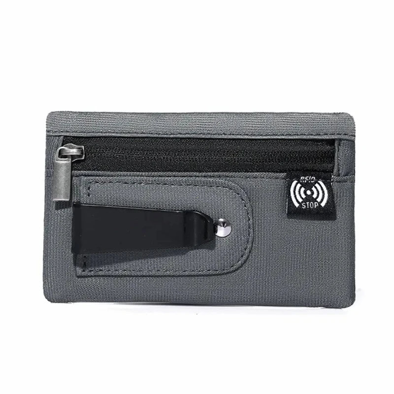 Tactical RFID Nylon Wallet – Slim EDC Card & Coin Case with Zipper + Carabiner