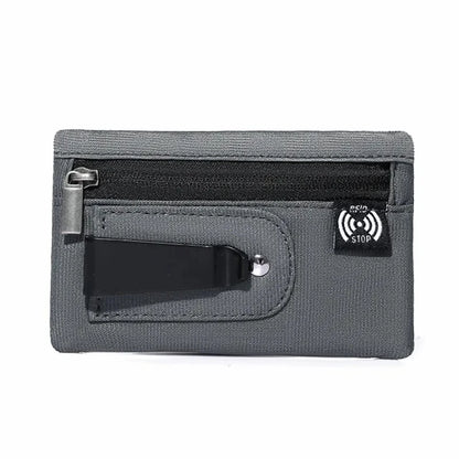 Tactical RFID Nylon Wallet – Slim EDC Card & Coin Case with Zipper + Carabiner