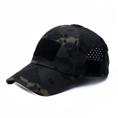 Camo Tactical Cap – Velcro Front Patch & Sunglass Slot
