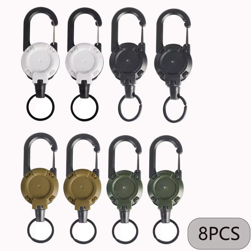 2/4/8Pcs Outdoor Retractable Keychain Heavy Duty Carabiner Badge Holder Retractable ID Badge Clip Reel Key Chain for Fishing