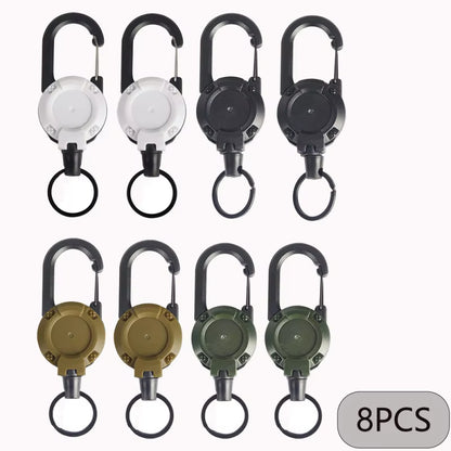 2/4/8Pcs Outdoor Retractable Keychain Heavy Duty Carabiner Badge Holder Retractable ID Badge Clip Reel Key Chain for Fishing