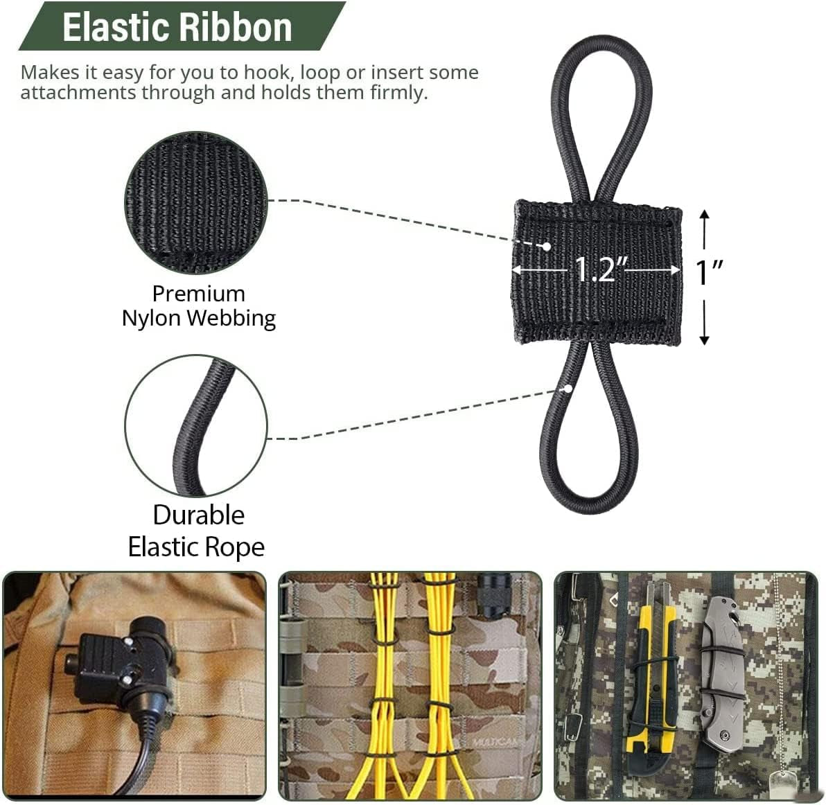 Tactical Elastic Webbing Kit – 12‑Piece EDC Backpack Attachment Set