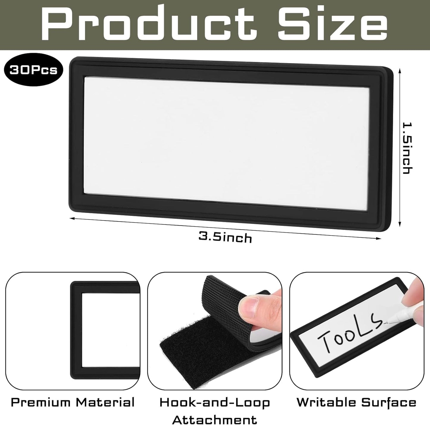 30‑Pack Tactical Writable ID Patches – Hook & Loop