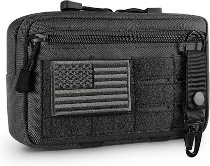 Tactical MOLLE Admin Pouch – Laser‑Cut EDC Utility Bag w/ Flag Patch & Keychain