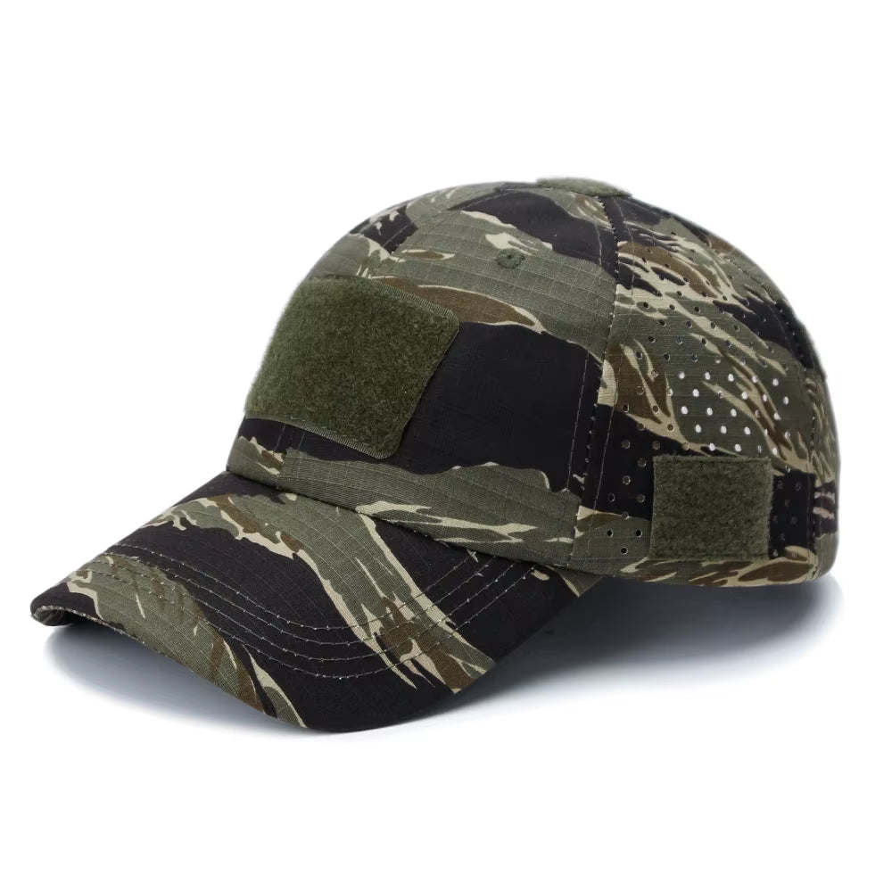 Camo Tactical Cap – Velcro Front Patch & Sunglass Slot