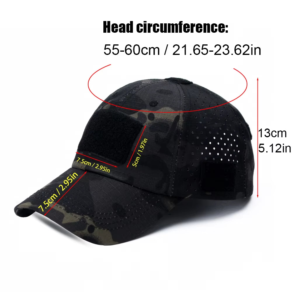 Camo Tactical Cap – Velcro Front Patch & Sunglass Slot