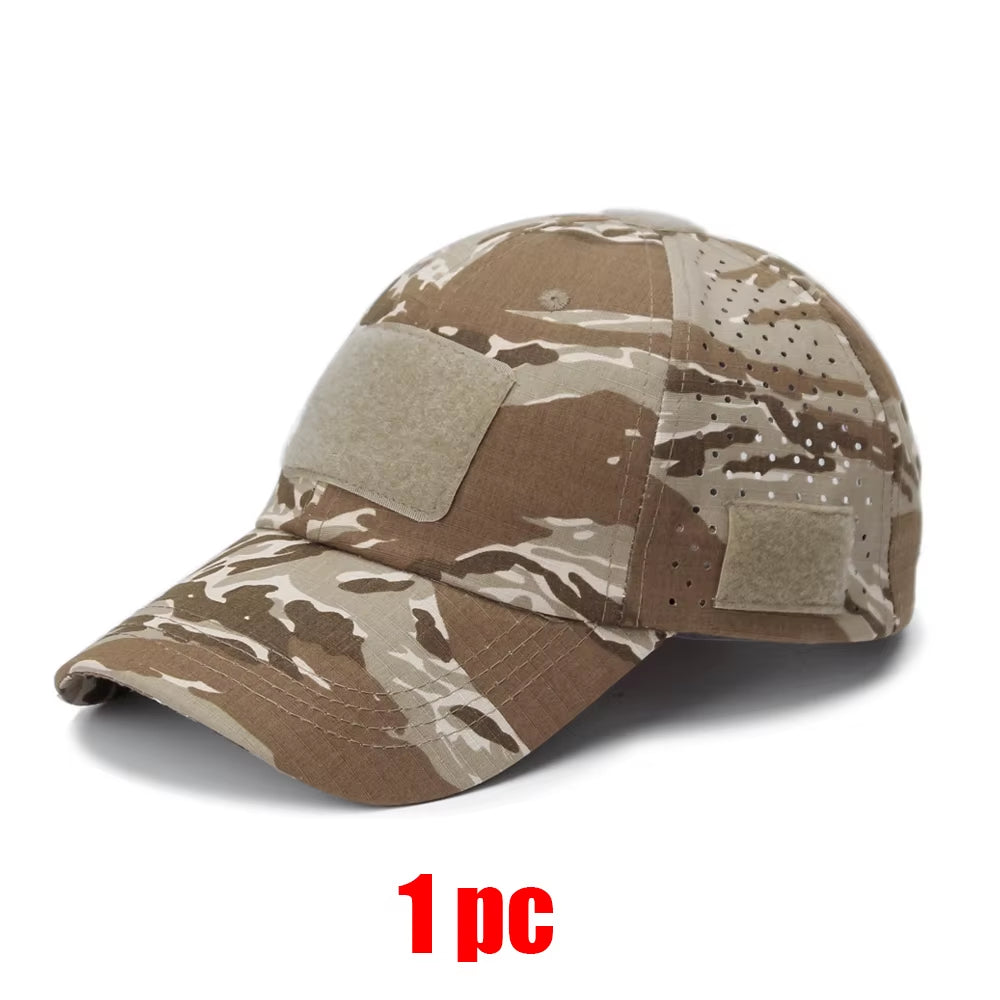 Camo Tactical Cap – Velcro Front Patch & Sunglass Slot