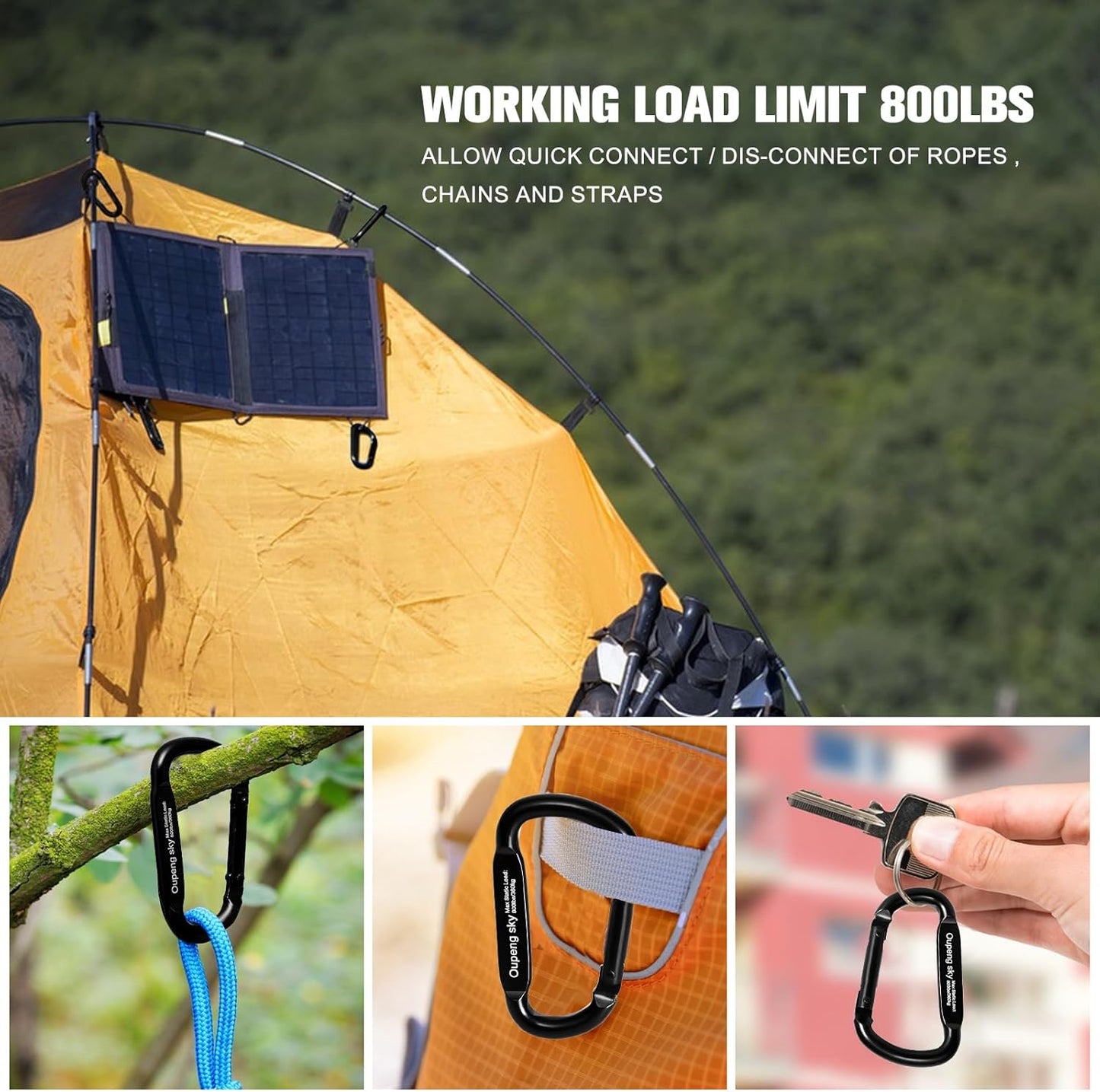 Heavy‑Duty Carabiner Clip – 13kN / 800 lb Rated