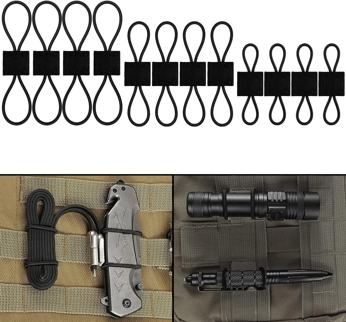 Tactical Elastic Webbing Kit – 12‑Piece EDC Backpack Attachment Set