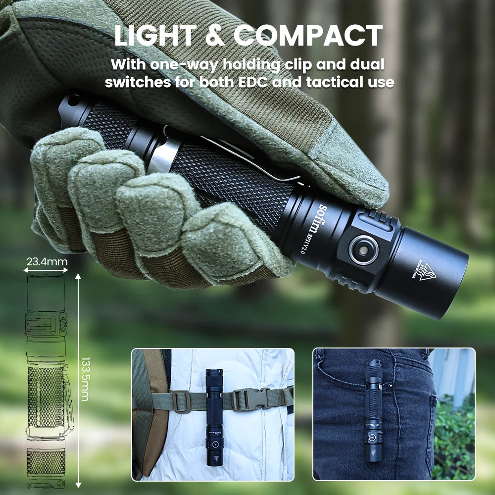SP31 V2.0 Powerful Tactical LED Flashlight 18650 XPL HI 1200Lm Torch Light Lamp with Dual Switch Power Indicator ATR