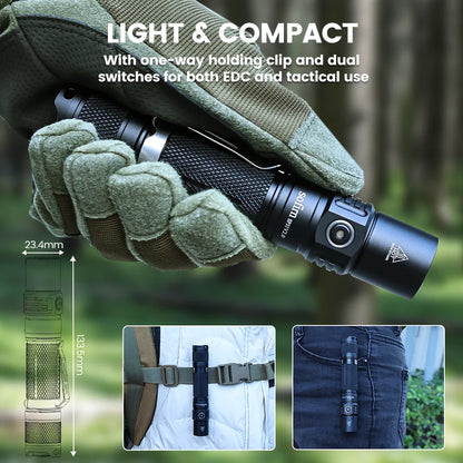 SP31 V2.0 Powerful Tactical LED Flashlight 18650 XPL HI 1200Lm Torch Light Lamp with Dual Switch Power Indicator ATR