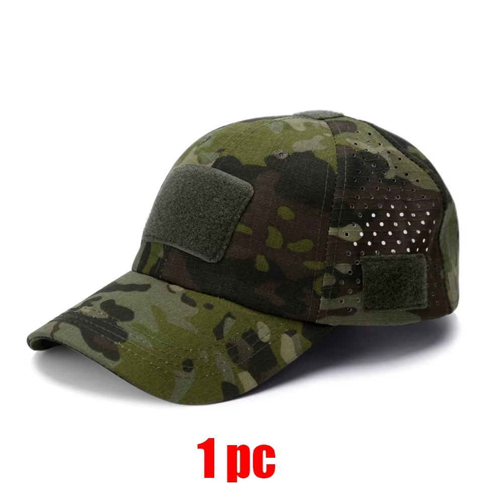 Camo Tactical Cap – Velcro Front Patch & Sunglass Slot