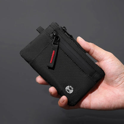 Tactical RFID Nylon Wallet – Slim EDC Card & Coin Case with Zipper + Carabiner