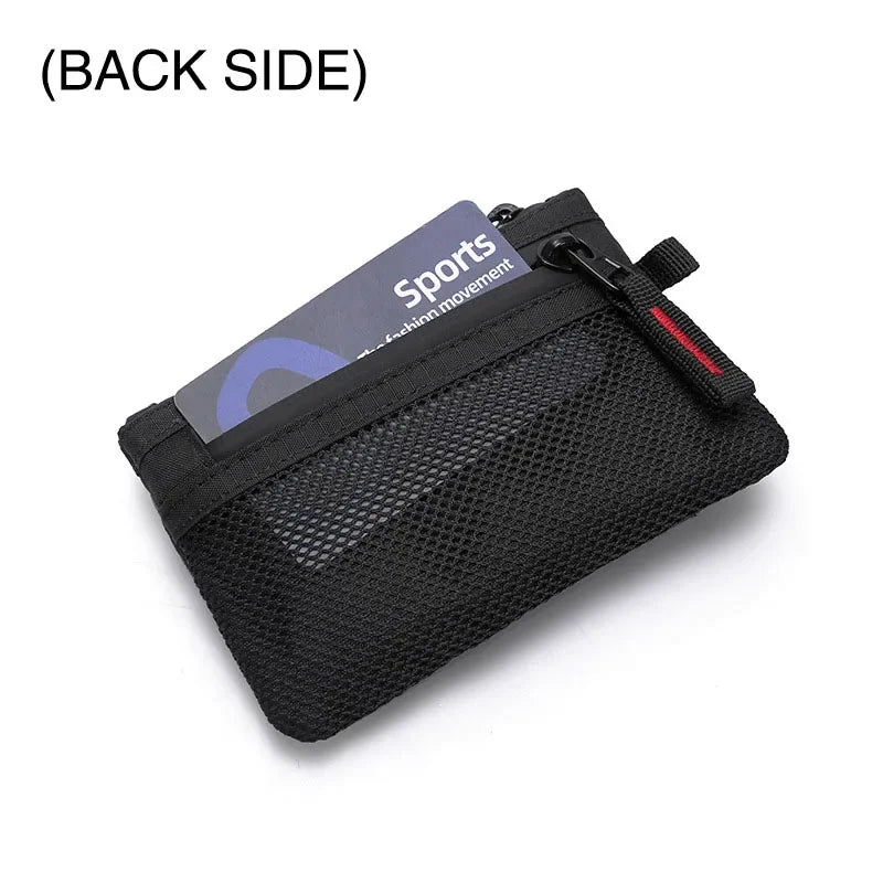 Tactical RFID Nylon Wallet – Slim EDC Card & Coin Case with Zipper + Carabiner