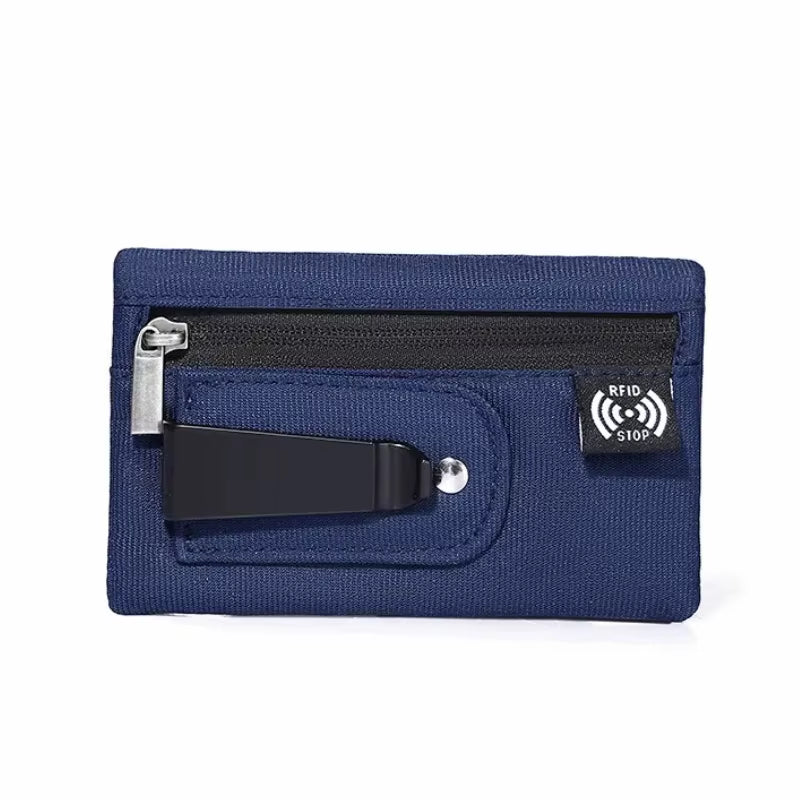 Tactical RFID Nylon Wallet – Slim EDC Card & Coin Case with Zipper + Carabiner