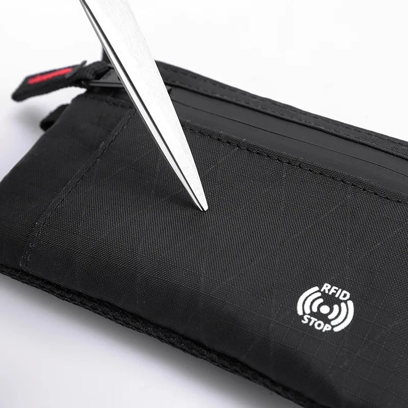 Tactical RFID Nylon Wallet – Slim EDC Card & Coin Case with Zipper + Carabiner