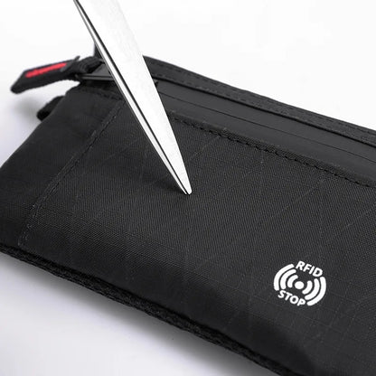 Tactical RFID Nylon Wallet – Slim EDC Card & Coin Case with Zipper + Carabiner