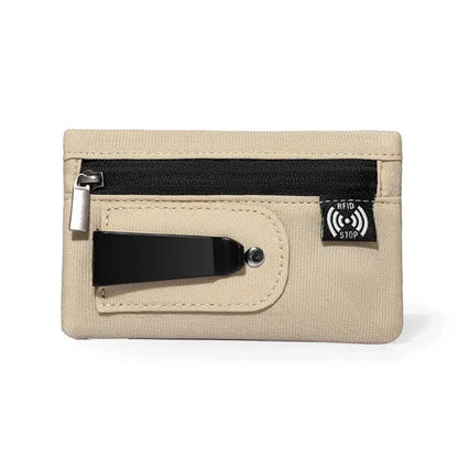 Tactical RFID Nylon Wallet – Slim EDC Card & Coin Case with Zipper + Carabiner