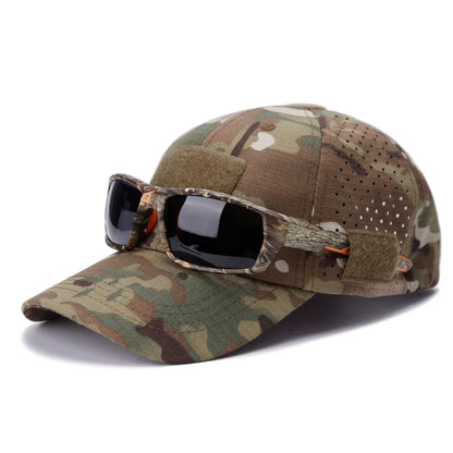 Camo Tactical Cap – Velcro Front Patch & Sunglass Slot